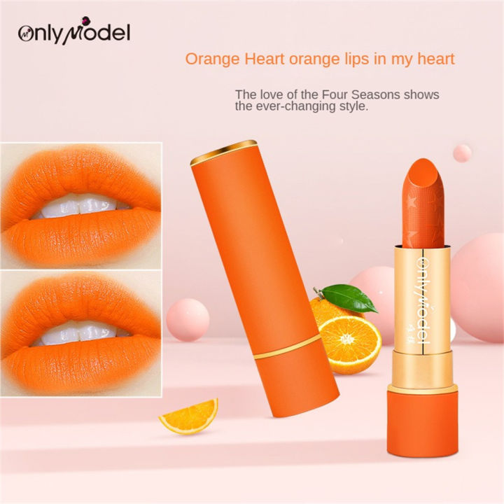 Korean Style Lipstick Hydrating Fashionable Long-acting Formula Moisturizing Bright Colors Non Drying Orange Lip Gloss Lipstick