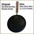 Hot Plate Non stick Tawa 30cm 33cm 36cm Hot Plate tawa Nonstick fry Pan Roti Tava Non-Stick induction Tawa Cookware set Paratha Pan Baking Wooden Handle Long Usage Non Stick Tawa for Chapatti & Dossa Naan Bread 11 inches 12 inches 13 inches. 