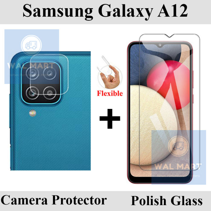 Samsung Galaxy A12 Tempered Glass Screen Protector Polish Glass + Back Camera 9H Gorilla Flexible Protector For Samsung Galaxy A12