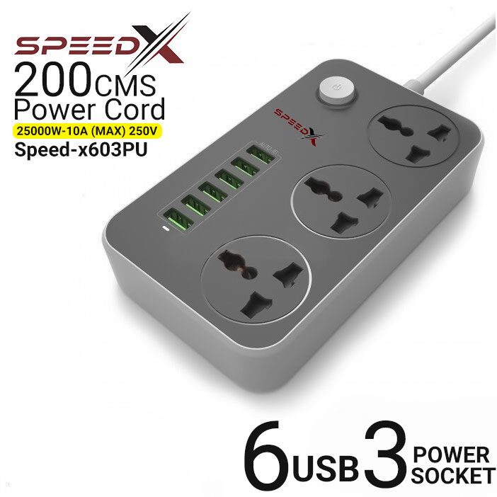 SpeedX603PU%20Multi%20Power%20Strip%20Plug%20Extension%20Board%20with%204%20USB%20Ports%20+%203%20Sockets%20+%201%20Type%20C%20Charging%20Universal%20Travel%20Charging%20Adapter%20Surge%20Protector%20Speed-X%20603PU%20POWER%20UNIVERSAL%20TRAVEL%203SOCKET+4USB+1Type-C%20-%20Image%203