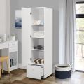 Wardrobe Cupboard Single Door 4 Shelf  With One Drawer Single Door White. 