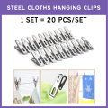 1 Set - 24Pcs/Set | Metal Cloths Drying Clip | Laundry Hanger Hooks | Wood Clothes Peg Pin | Wet Hanging Drying Clips | Windproof Chutki Chimti | Clothing Line Pegs Pins | Bamboo Clothpins Clothpegs | Clamps Dryer For Socks, Towels, Underwear. Laundry. 