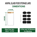 AKHPAL Glass jars with bamboo lids, 12 pieceS spice jars with bamboo lids, 340ml glass storage jars,  glass canisters with wooden airtight lids, labels, glass storage.... 