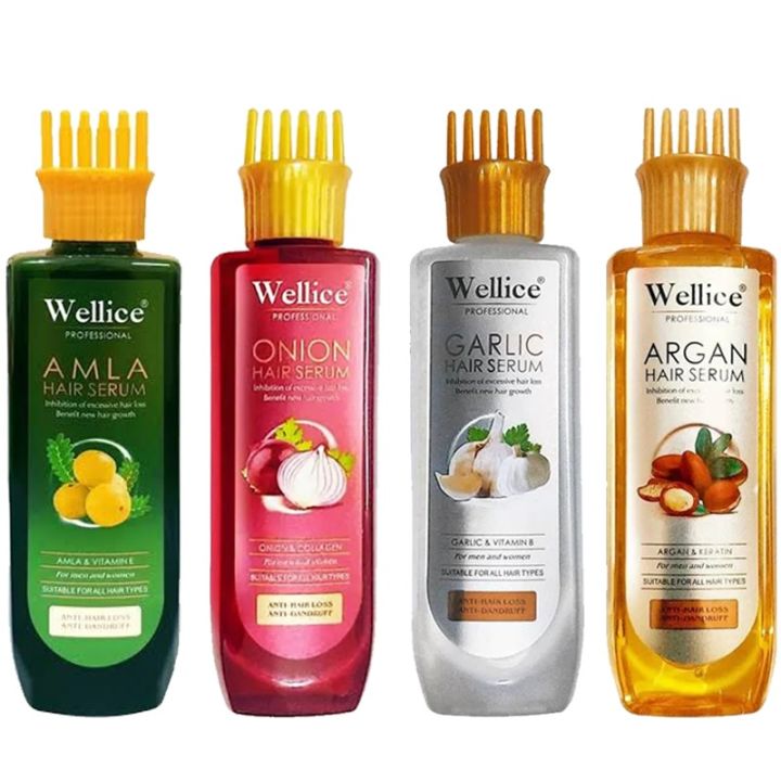 WELLICE Anti hair loss  & Anti dandruff Onion & Collagen Hair Serum With Comb Head Oil Hair Oil  200ml B196-01