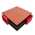 Bernard Center Table (Wooden Top) with two Poufs. 