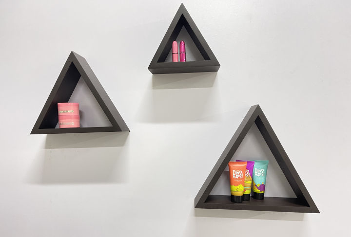 Wall Mount Triangle Wooden Box Geometric Floating Shelf Display your Photos, Cosmetics wood Wall Mounted shelves | Storage Racks | wooden shelf for wall | wooden shelves for wall |