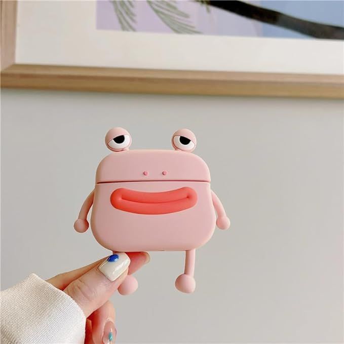 Airpods Pro Case, Pink Frog Silicone Protective Cases Cover Skin for Girls Women Men (Light Pink)