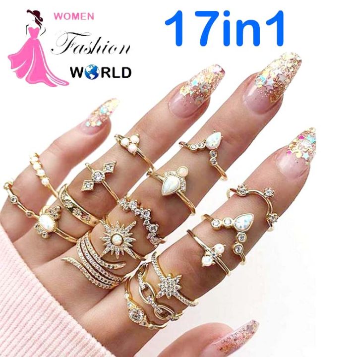 Golden finger ring set 17 in one FUL Set