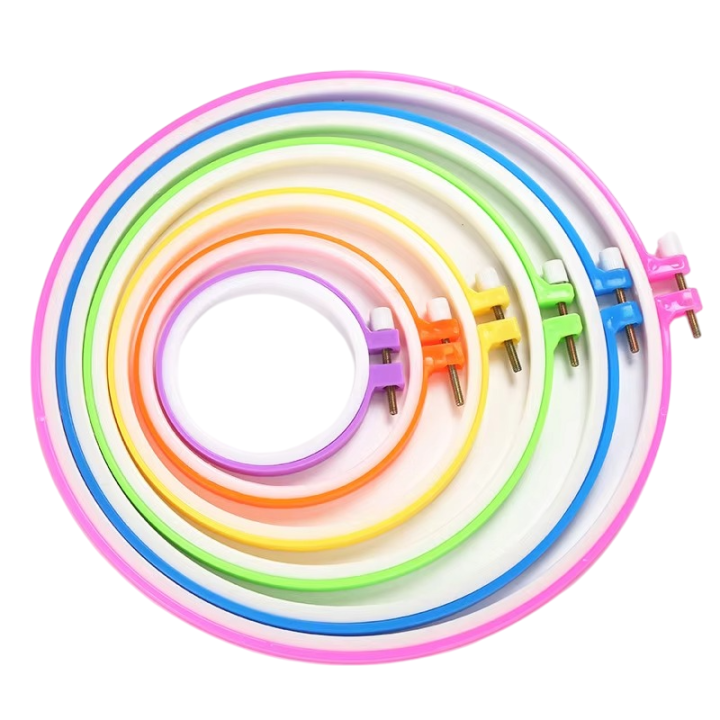 5pcs Embroidery Hoop Circle Round Frame Cross Stitch Ring Plastic Circular Embroider Hoops Needlework Tools for Home Patchwork