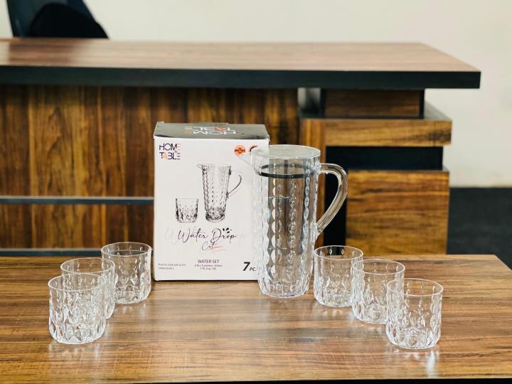 "Acrylic%207PCS%20Unbreakable%20Water%20Set%20%E2%80%93%20Water%20Drop%20Design%20with%201.8L%20Jug%20and%20300ml%20Glasses"%20-%20Image%202
