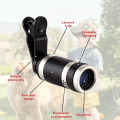 8X 18 Zoom Telephoto Lens for Mobile Phones – HD Monocular Telescope Lens with 100x Zooming Capability, Zoom Light, Rechargeable LED Torch, Mirror, and Camera Zoom Lens – Portable and Universal Fit. 