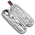 Travelers Cutlery set Steel Spoon Fork Knife Chopsticks Straws Straw cleaner in Zip Case. 