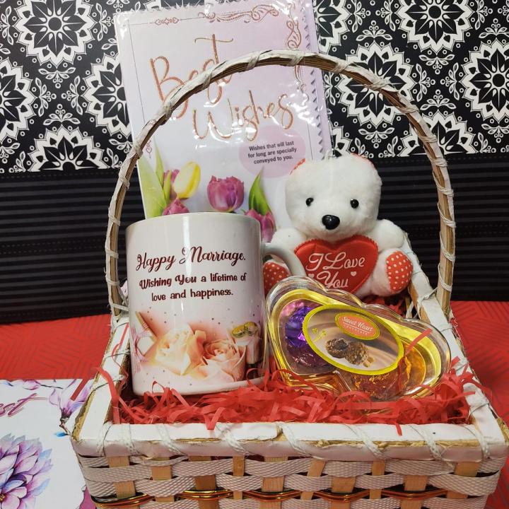 happy wedding gift basket - gift basket for couple - marriage gift - wedding gifts
