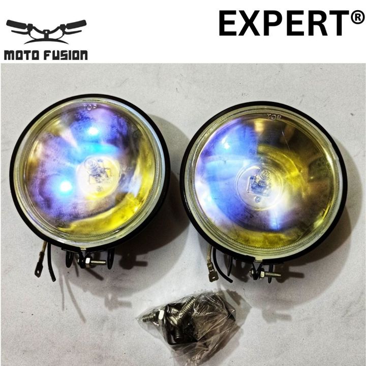 Moto Fusion × Expert Imported 5 Inch Fog Lamp Set: Ultra Yellow Racing Lamps for All Cars & Motorcycles, 12V 55W, Universal Compatibility, Special Resistant Housing - Enhance Visibility in Rain, Snow, and Fog