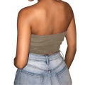 G&H Women y Solid Color Strapless Cropped Mini Bustier Slim Elastic Tube Top. 