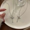 Kpop Fairy Wings Pink Heart Crystal Pendant Necklace Y2K Egirl Emo Women Heart Clavicle Chain Choker Fashion Jewelry Gifts. 