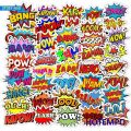 50pcs BAM POW WOW BOOM BANG OMG OOP Explosion Cloud Style Anime Slogan Stickers Pack for Phone Laptop Luggage Skateboard Sticker. 