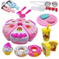 Kids Kitchen Toys DIY Cutting Birthday Cake Pretend Play Food pink - 22 Pcs. 