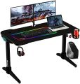 48 Inches Gaming Table With High Gloss Top LED Lights PC Gaming Desk Cyber 17, water proof. 