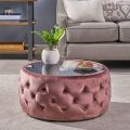 ottoman coffee table round table center table velvet table. 