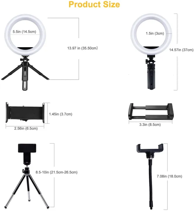 Petdal%208%20inch%20LED%20Ring%20Light%20With%20Tripod%20Stand%20and%20Phone%20Holder,%20Dimmable%203%20Color%20Modes%20&%2010%20Brightness%20USB%20Powered%20Desk%20Selfie%20Makeup%20Ring%20Light%20for%20Live%20Streaming,%20YouTube,%20Video%20Shooting,%20Vlog%20-%20Image%204