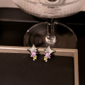 Retro Punk Star Purple Zircon Stud Earrings for Women Romantic Purple Rhinestone Earrings Simple Korean Style Elegant Female Jewelry Gift. 