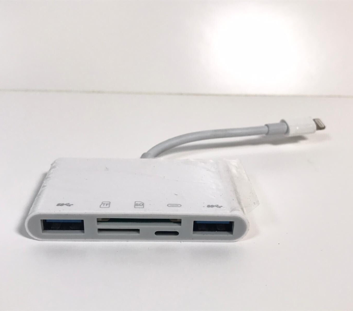 NK-1032 5 In 1 8 Pin to HDMI Multi-function Mobile Phone Converter Adapter White