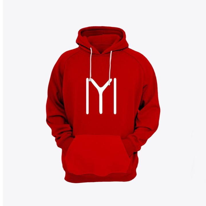 Red Ertugrul Kayi Tribe Printed Fleece Full Sleeves Pull Over Hoodie For Men And Women by CLOTHING