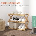 Folding Bamboo Shoe Storage Racks Portable Storage Without Installation 3 Tier. 