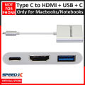 SpeedX Type C to HDMI + USB + Type C Female Converter / Adapter (For Type C  Notebook Laptops). 