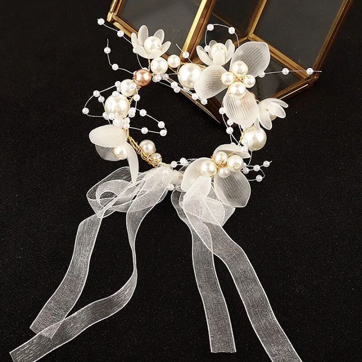Pearl Crystal Wrist Corsage Bridesmaid Children's Hand Flower Marriage Beautiful Bride Wedding Bracelets Girls Jewelry Wrist New