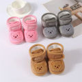 Thick Warm Baby Shoes Cute Bear Winter Coral Fleece Boy Girl First Walkers Soft Sole Plush Anti-Cold Baby Shoes. 
