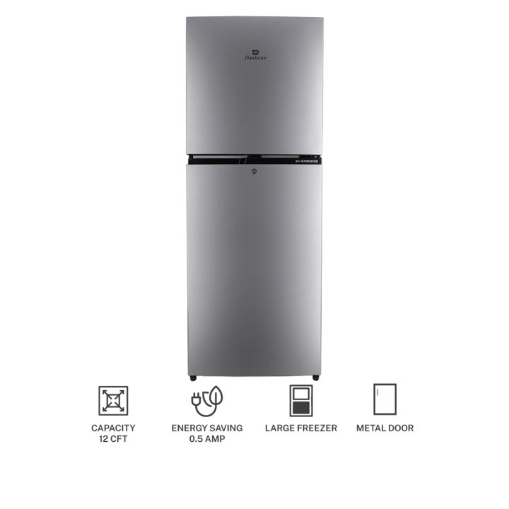 Dawlance Refrigerator 9178 M-Chrome/Metallic Silver/12 CFT/12 Years Warranty/Medium/Fridge/Freezer