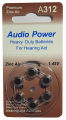 Audio Power Hearing Aid Battery / Heavy Duty Hearing Aids Batteries Size # A312. 