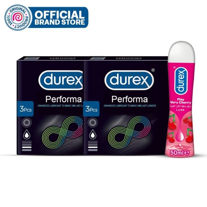 Durex Condoms Extended Pleasure 3 Pcs (Pack of 2) + Durex Very Cherry Lube 50ml