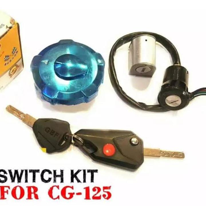 3 Pcs Lock Set (Ignition+Handle+Petrol Tank Cap) with Stylish Folding Key for cg125 Motorcycle