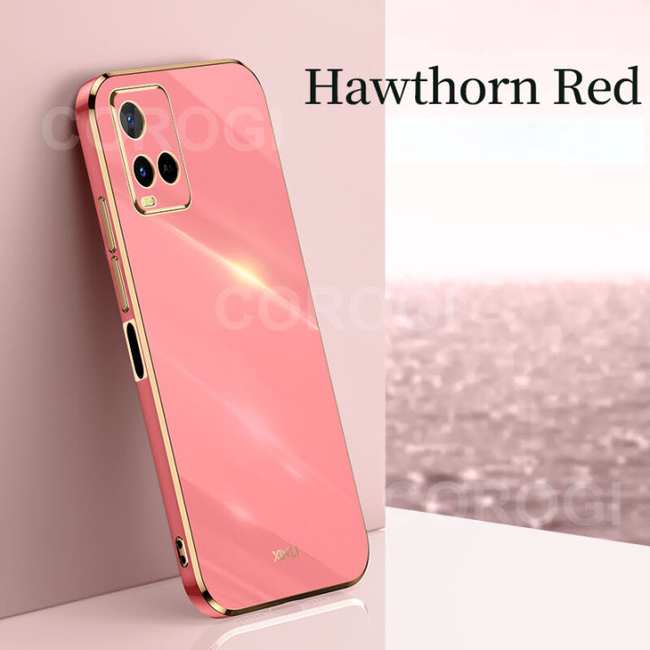 For Vivo Y21T Cover Fashion Shiny Plating Square Bumper Slim Phone Case Soft TPU Silicone Shockproof Protective Back Cover