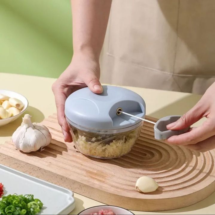 Manual Food Chopper Havy Material Compact & Powerful Hand Held Vegetable Chopper/Blender Garlic Mincer Cutter with 3 Stainless Steel Blades