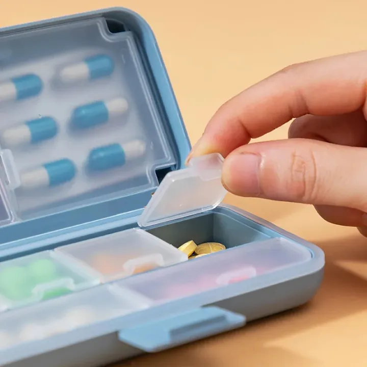 FANTZEI%20Premium%20Quality%208%20Compartments%20Portable%20Medicine%20Pills%20Case,%20Small%20Pill%20Box%20for%20Pocket%20Purse%20Portable%20Medicine%20Tablets%20Container%20-%20Image%203