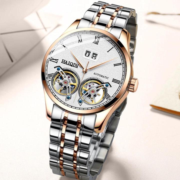 Top Luxury Branded HAIQIN New Casual Mechanical Men Watch 30m Waterproof Military Watch Men Tourbillon Male Wristwatch with original Box