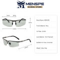MENSPE Photochromic Sunglasses Sports Men Sunglasses Fashion Polarized Sunglasses Auto Color Changing Sunglasses Driving Glasses Dual-Use HD Reading Glasses. 