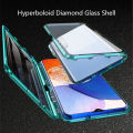 Biruiqu For Samsung Galaxy A14 5G Magnetic Absorption Case Metal Frame Shockproof Double Sided Tempered Glass Magnetic Case Cover. 