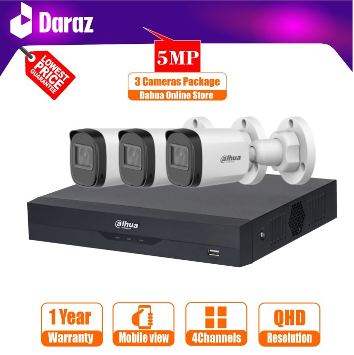 Dahua 3 Cameras Package, 5 Megapixels QHD, 3 Cameras Setup, 3 Camera, Security Camera for Home, Security Camera System for Home, Security Camera for Home Outdoor, Digital Cameras CCTV camera price in Pakistan