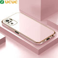 UCUC for Xiaomi Redmi Note 10 Back Cover + Free Lanyard Luxury 6D Plating Case Side Pattern Soft Silicone Square Mobile Phone Cases. 