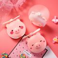 Fan Cartoon Pig Lightweight Portable Office Summer LED Light USB Fan Handheld Rechargeable Cooling Makeup Mirror. 