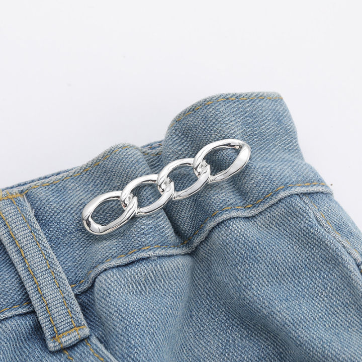 Simple Detachable Pants Clips Adjustable Waist Buckle Nail-free Metal Pins Button For Girls Jeans Waist Tightener