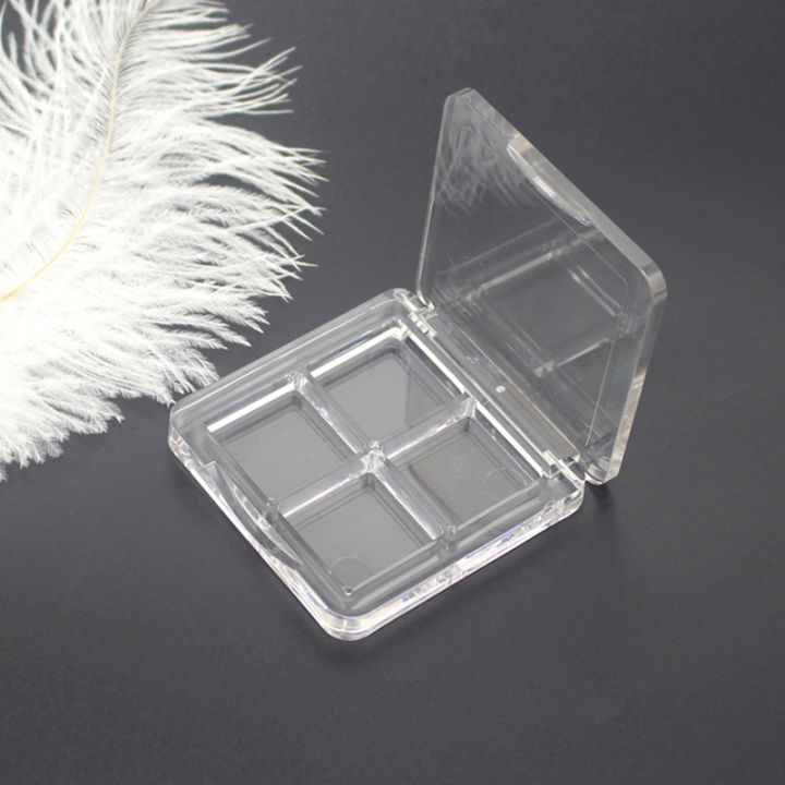 Empty 4 Grid Makeup DIY Eyeshadow Palette Transparent Lipstick Blush Pressed Box Lonni