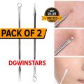PACK OF 2-100% stainless steel Blackhead Remover Pin Needle Extractor Acne Pimple Black Head For Effective Removal Stainless Steel Stick Removing & Cleaning Tool. 