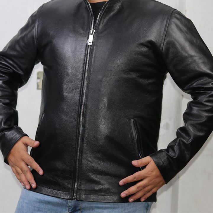 MENDER Black Leather Jackets for Men – Plain – GCI-BLK - Cowhide - Genuine Leather