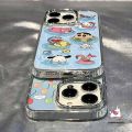 Cartoon Doraemon Crayon Shin-chan Lotso Bear Case Compatible for IPhone 7Plus 14 15 11 12 13 Pro Max 8Plus 7 6 15 8 6S Plus SE 2020 XR X XS Max Luxury Plating Metal Lens Soft Cover. 
